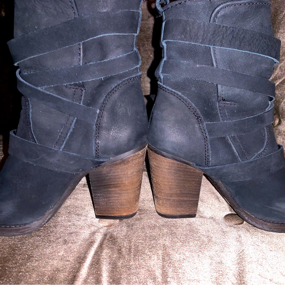 Black suede cowboy bootie